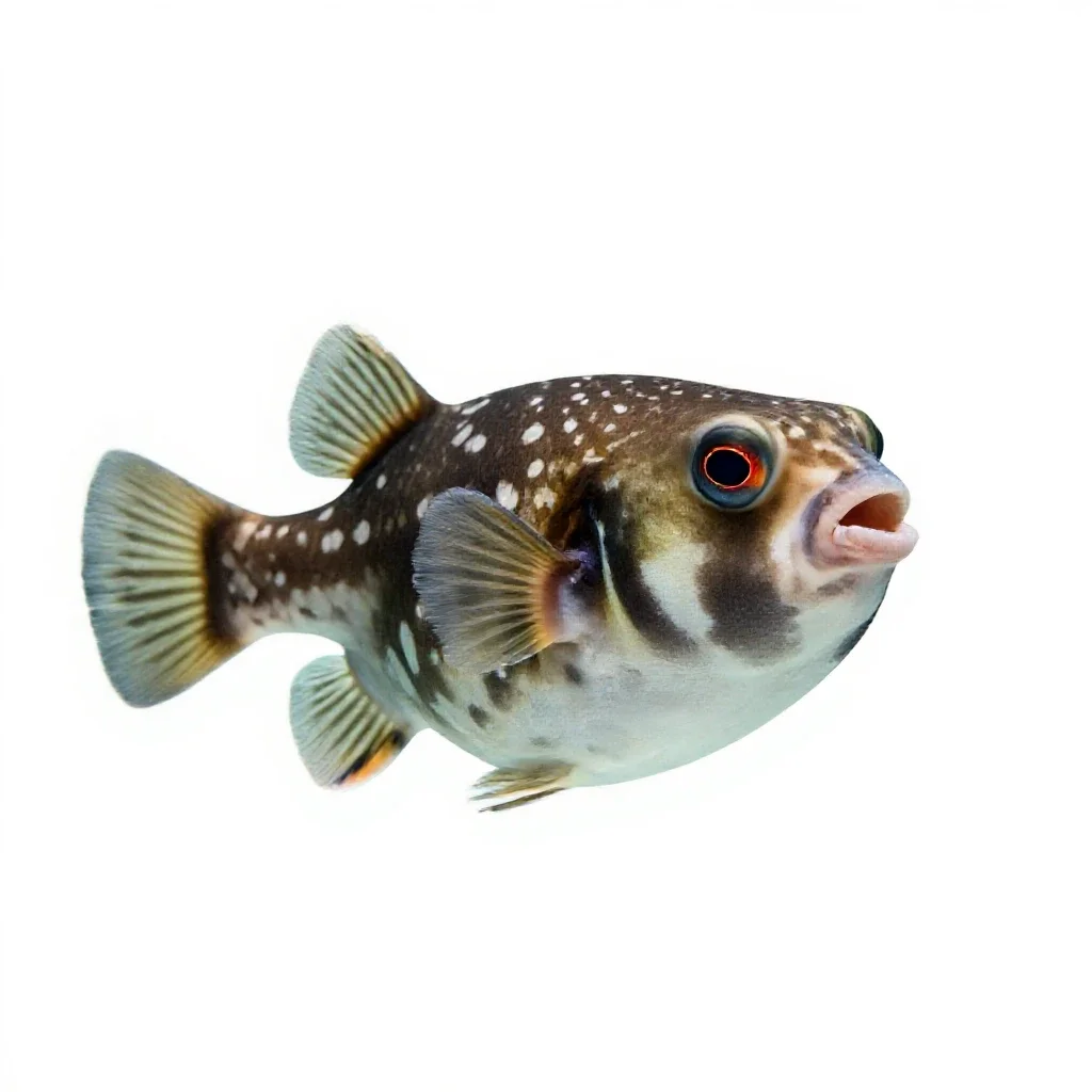 Pufferfish inflated isolated on a white background