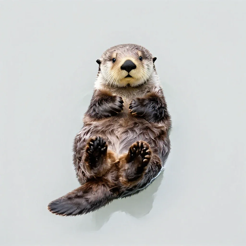Sea otter floating isolated on a white background