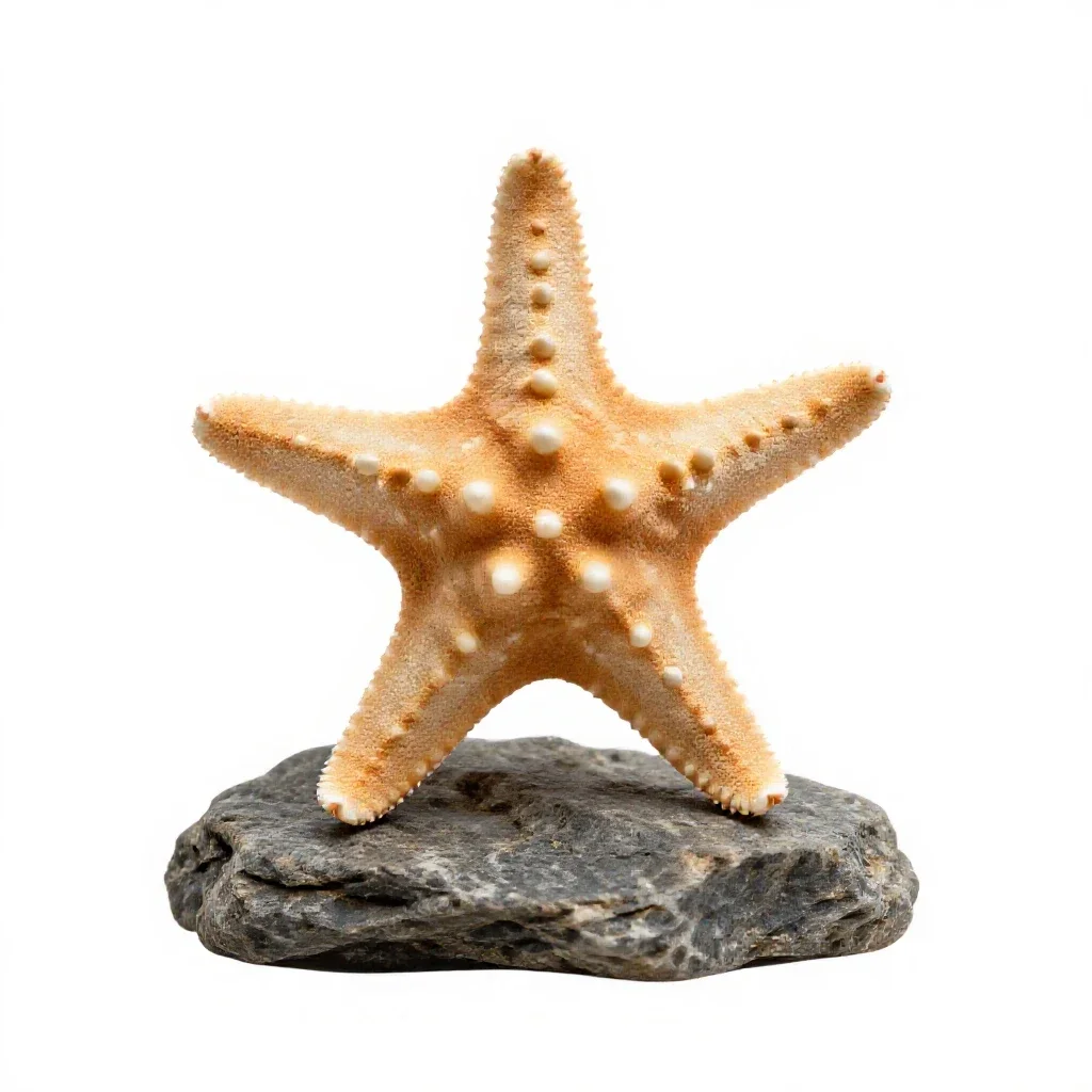 Starfish on rock isolated on a white background