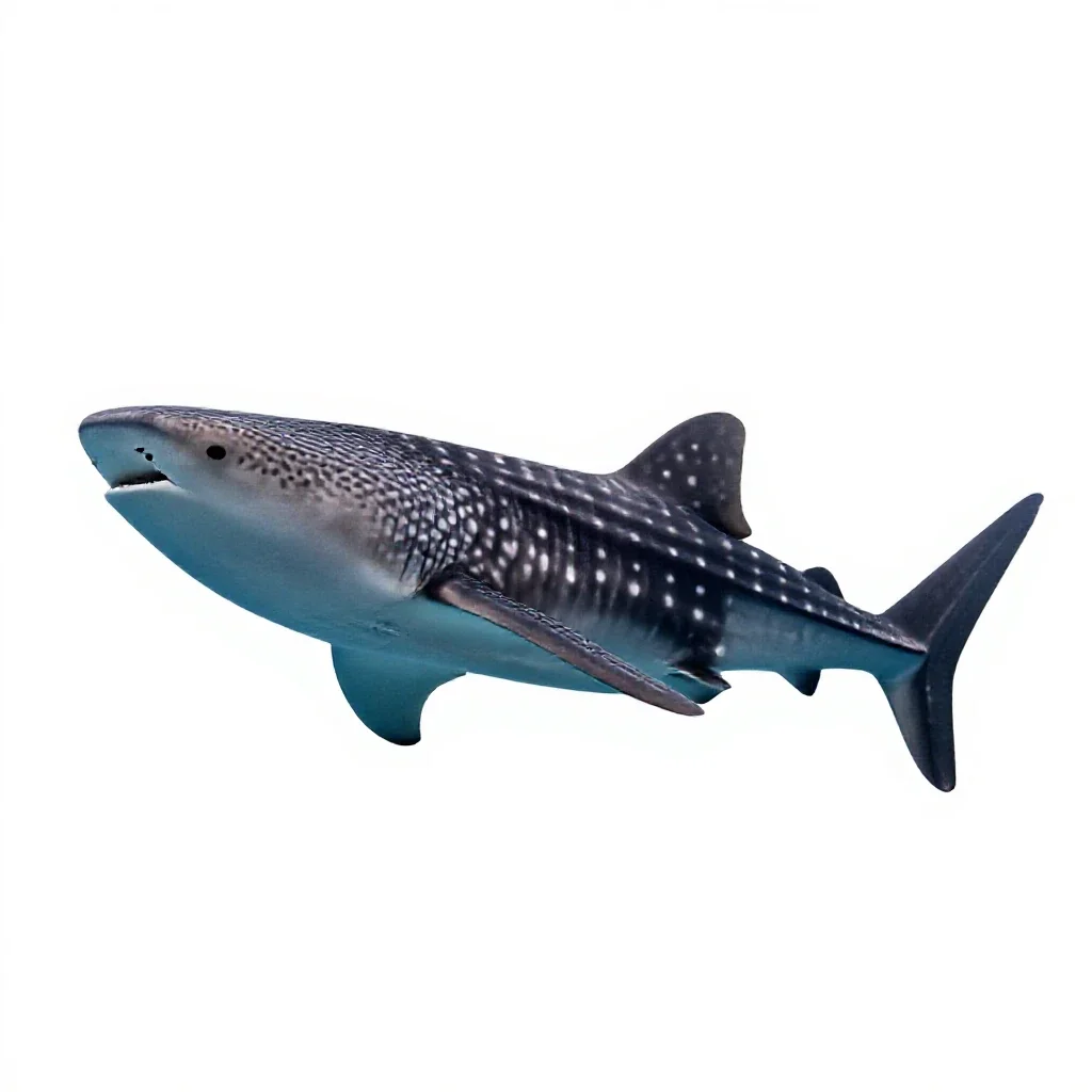 Whale shark with remoras isolated on a white background