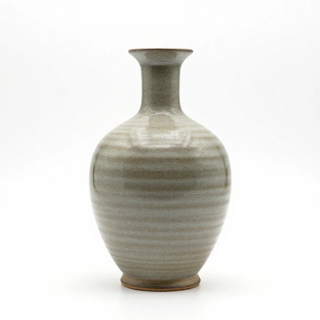 Ceramic vase with a narrow neck isolated on a white background