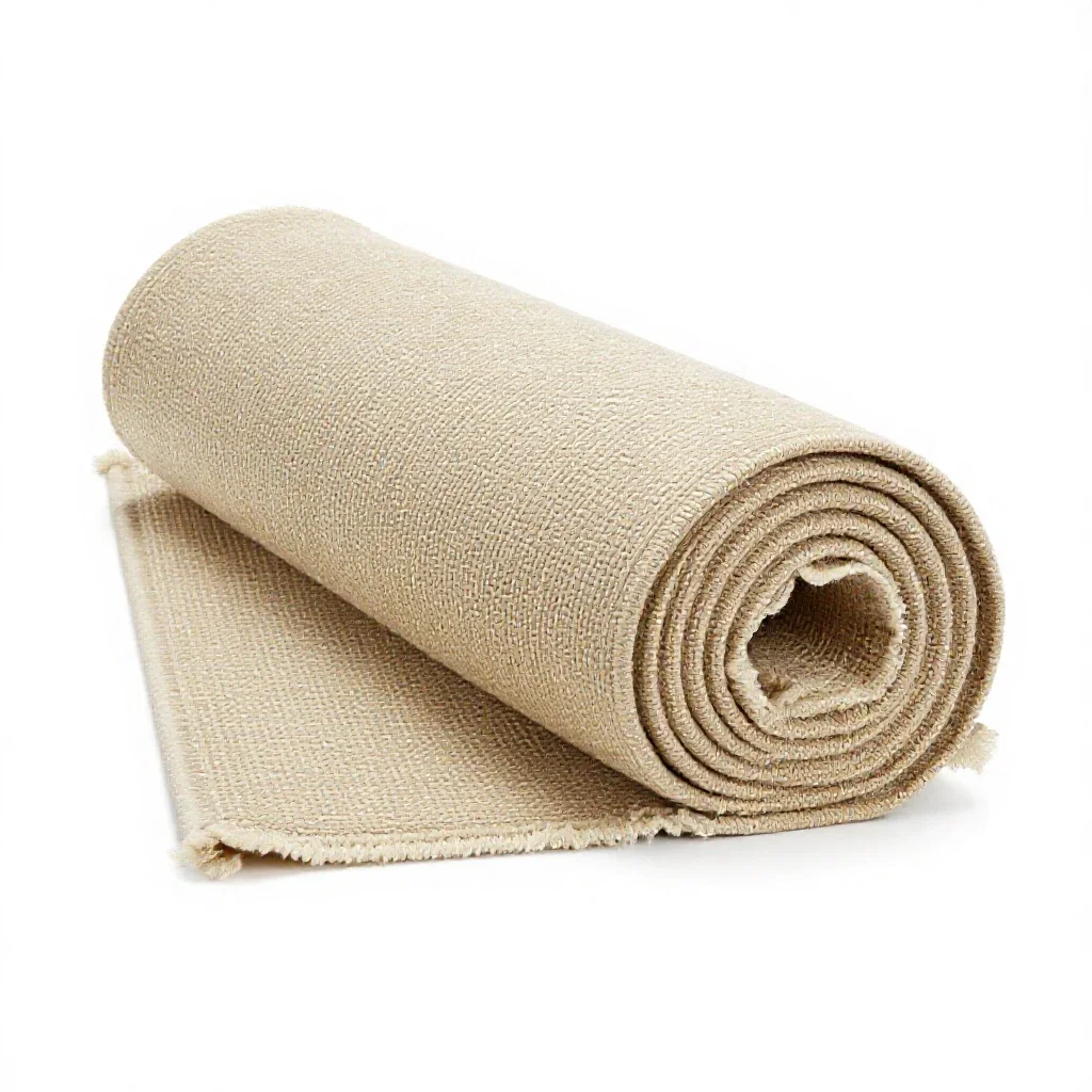 Hand-knotted wool rug rolled up isolated on a white background