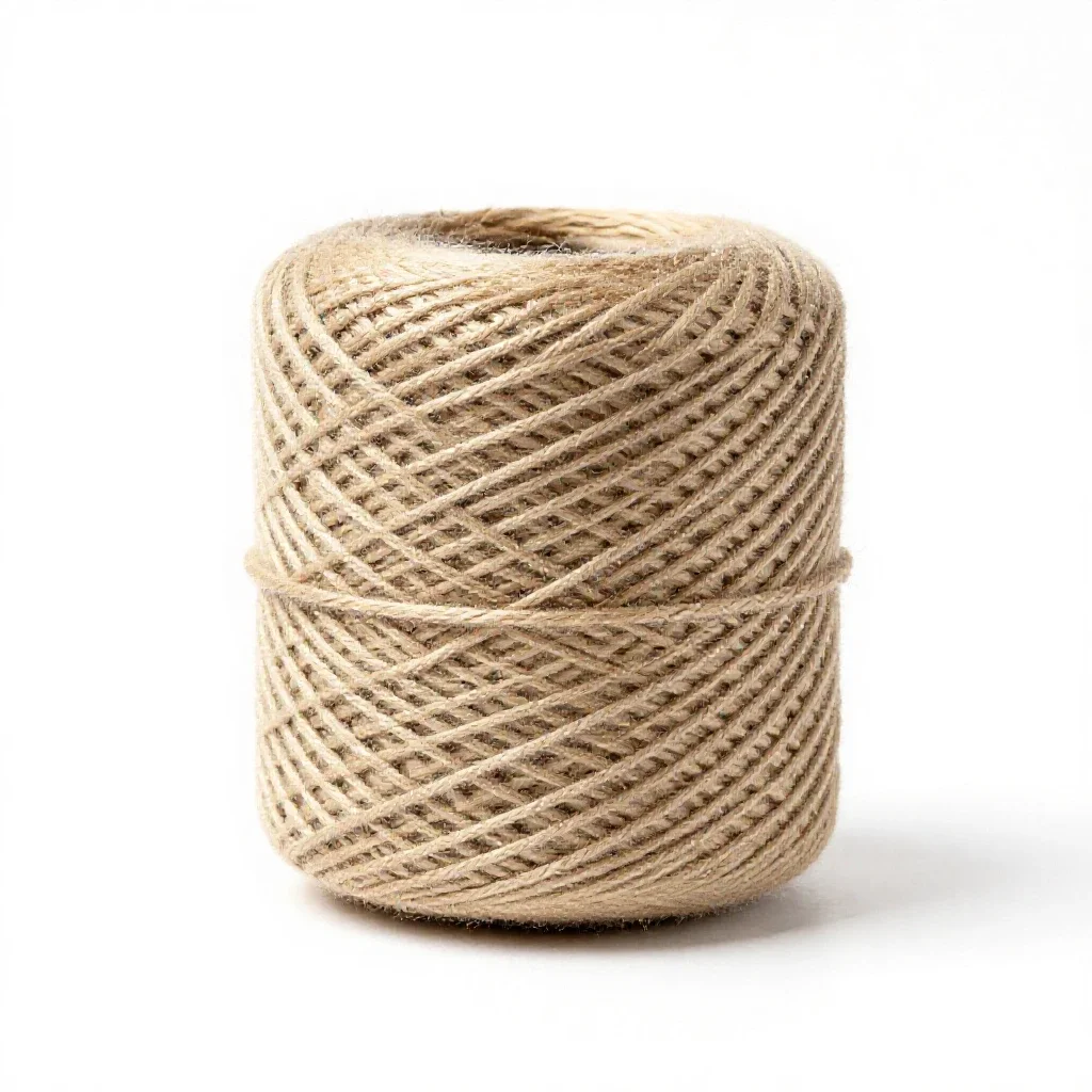 Spool of natural twine isolated on a white background