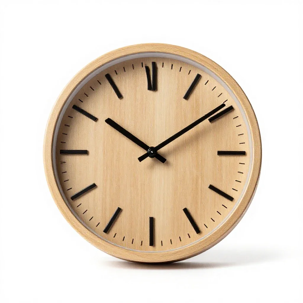 Wall clock with a plain face isolated on a white background