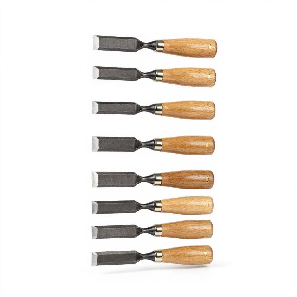 Wood chisel set isolated on a white background