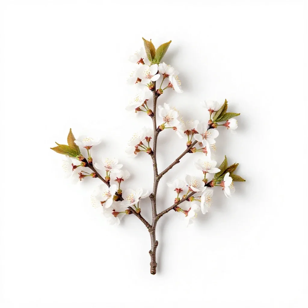 Cherry tree in blossom isolated on a white background