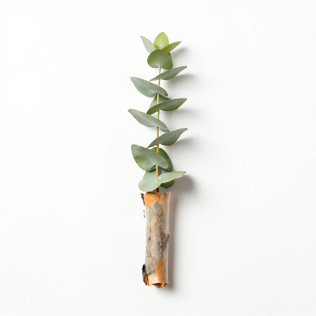 Eucalyptus with peeling bark isolated on a white background