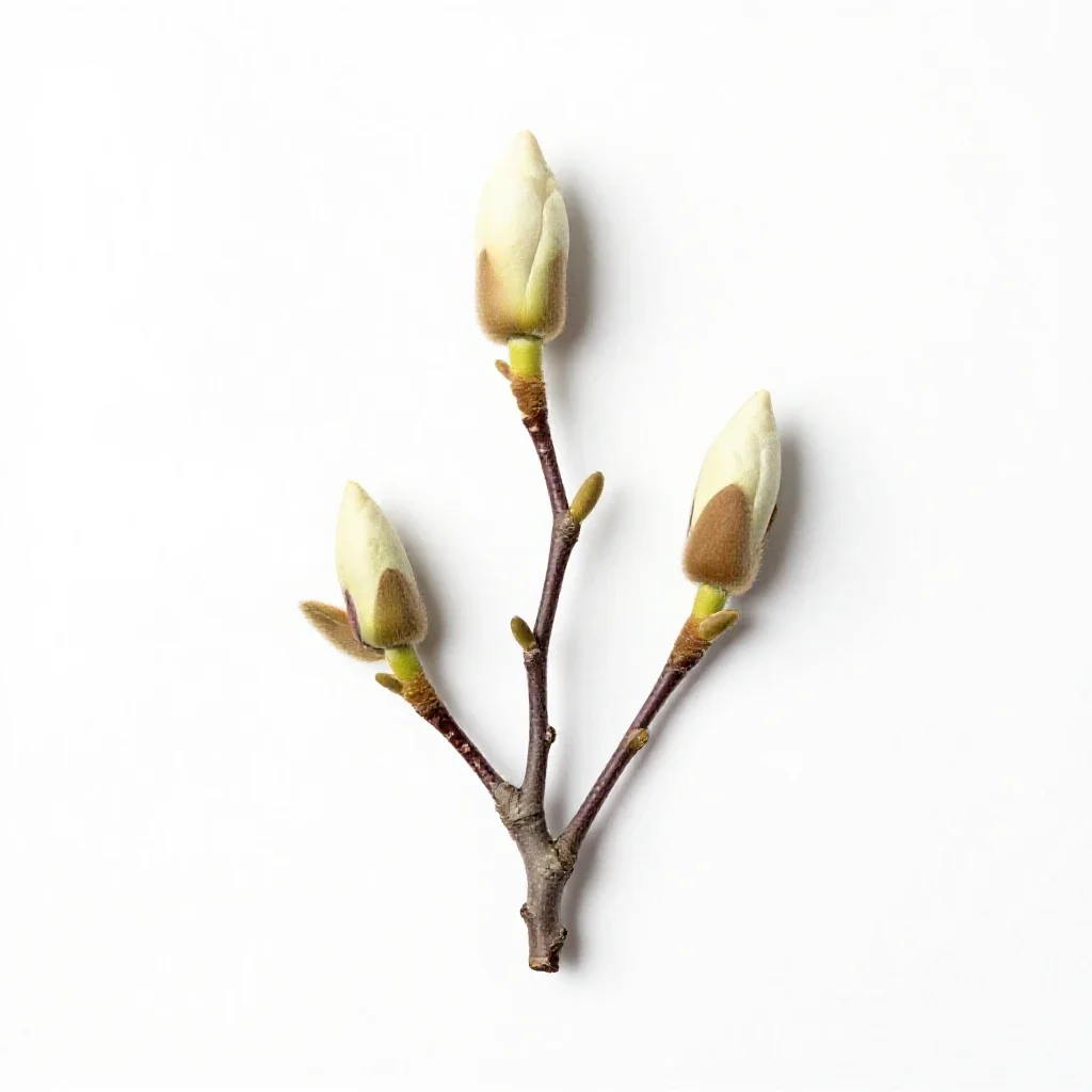 Magnolia tree in bud isolated on a white background
