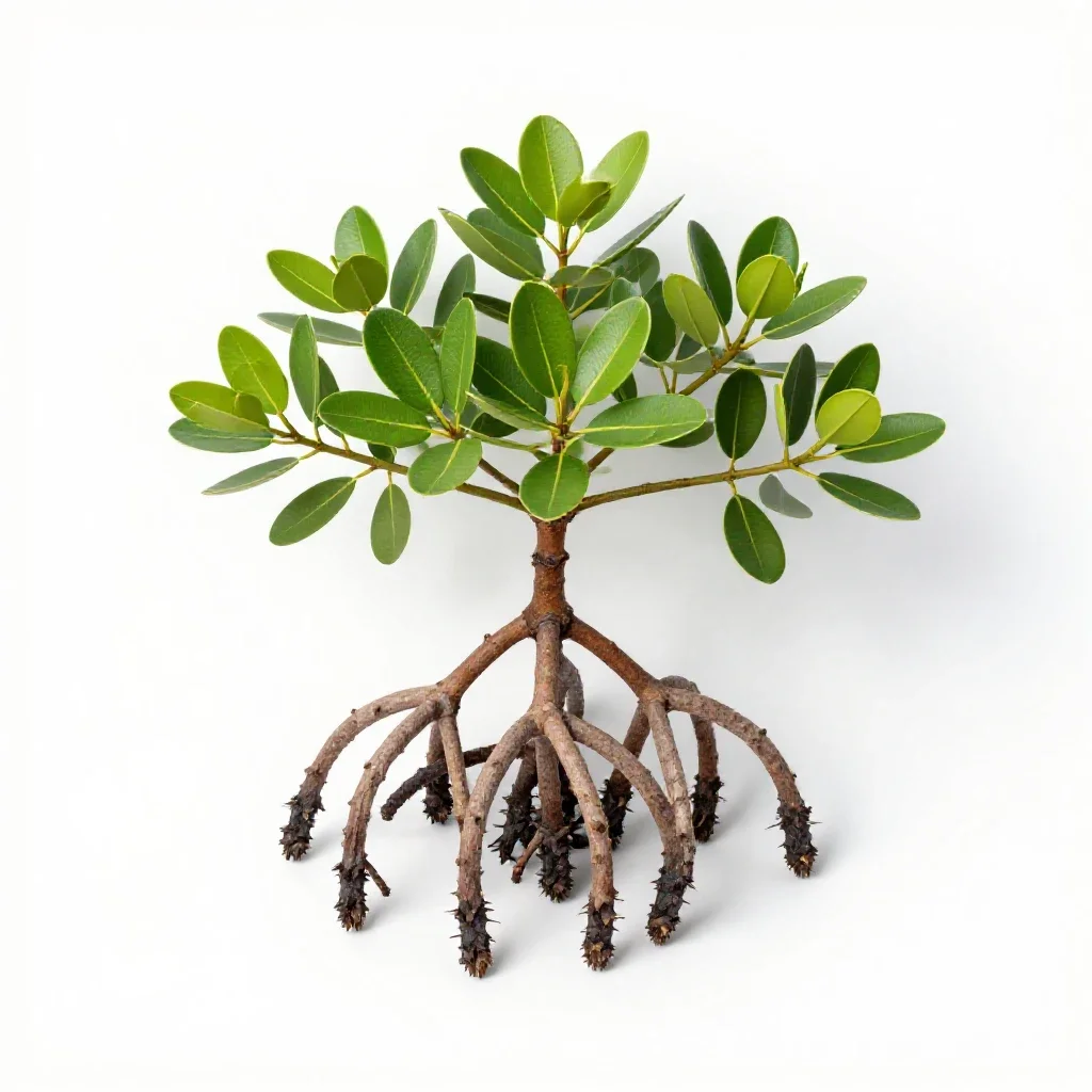 Mangrove with stilt roots isolated on a white background