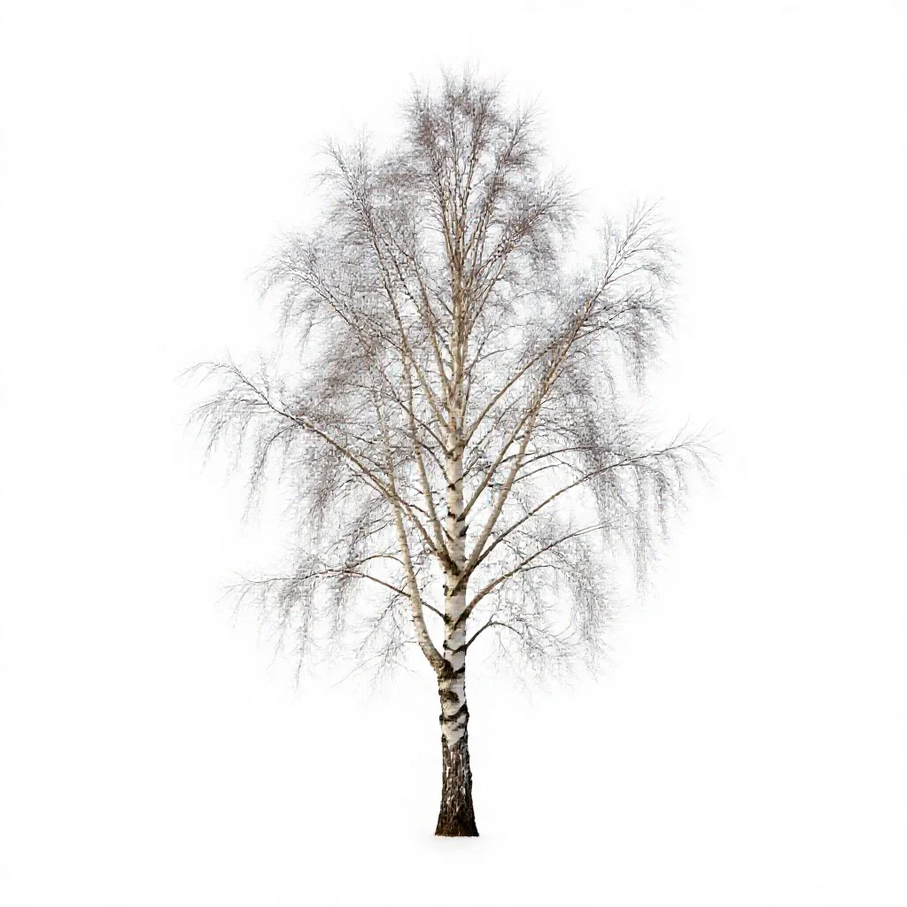 Silver birch stand isolated on a white background