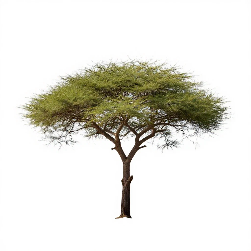 Acacia on savannah isolated on a white background