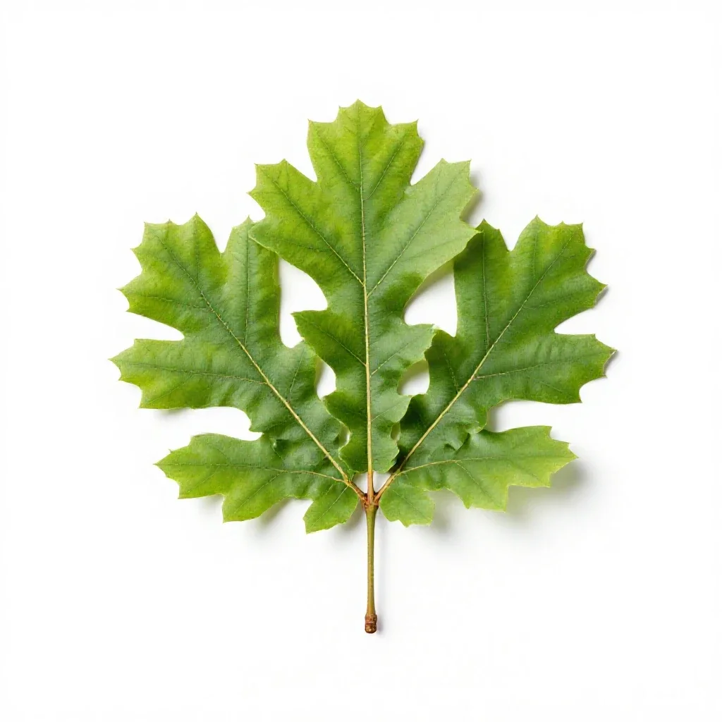 English oak in full leaf isolated on a white background