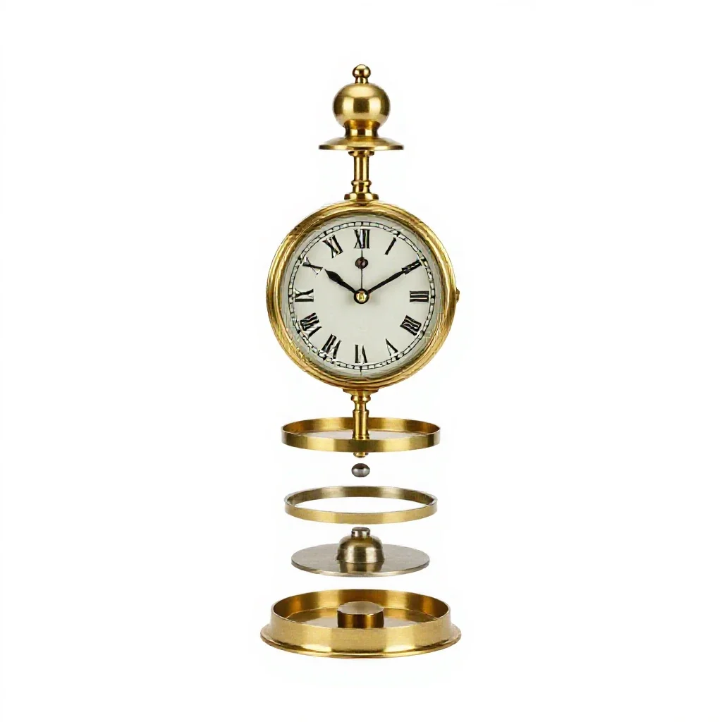 Brass carriage clock isolated on a white background