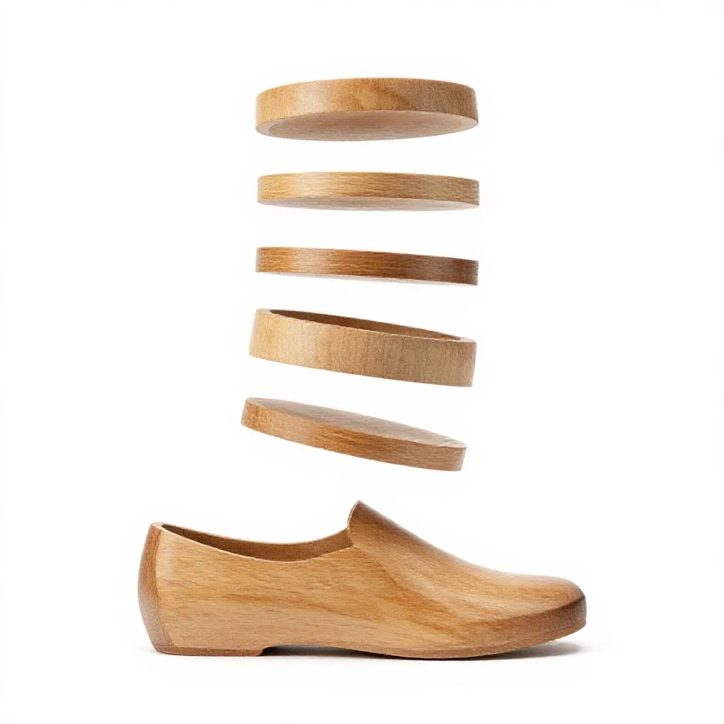 Wooden shoe last isolated on a white background