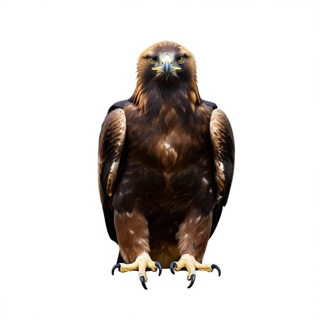 Golden eagle perched isolated on a white background