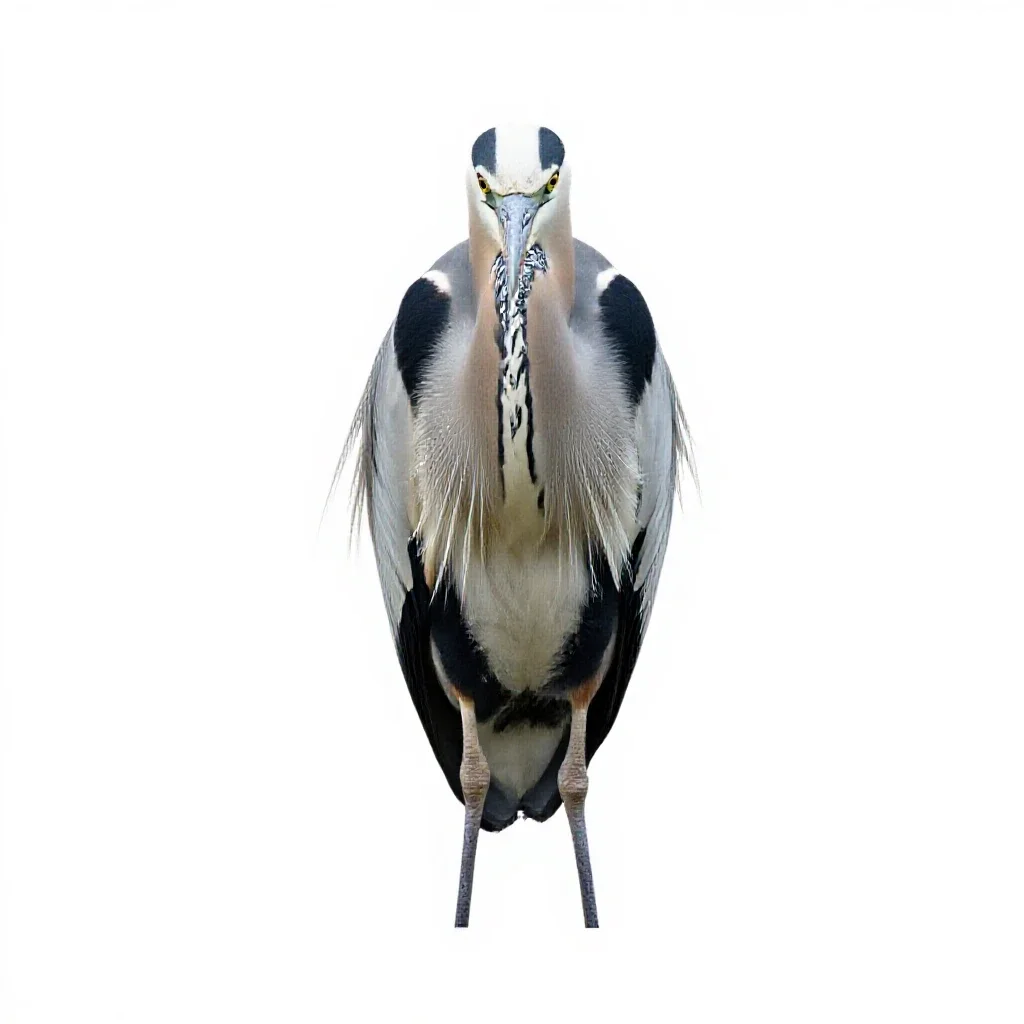 Heron standing still isolated on a white background