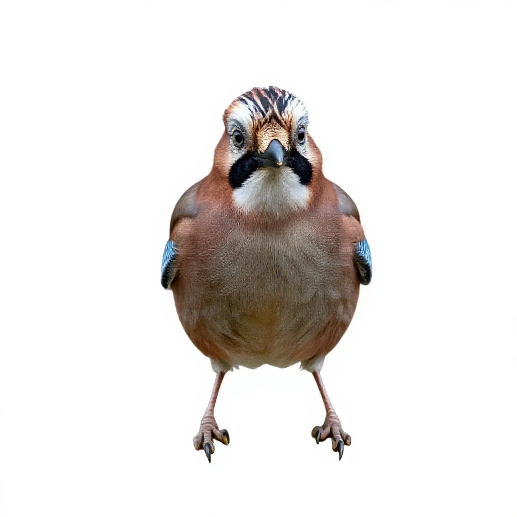 Jay with acorn isolated on a white background