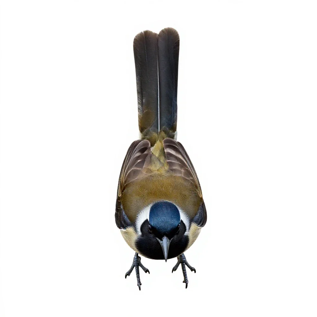 Lyrebird with its tail arched isolated on a white background