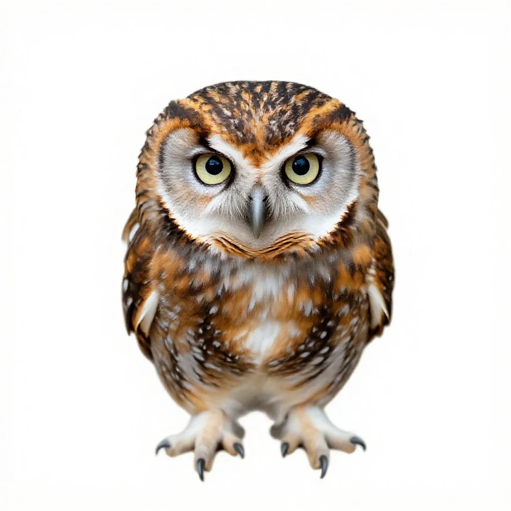 Morepork owl isolated on a white background