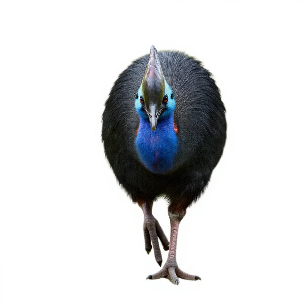 Pukeko mid-stride isolated on a white background