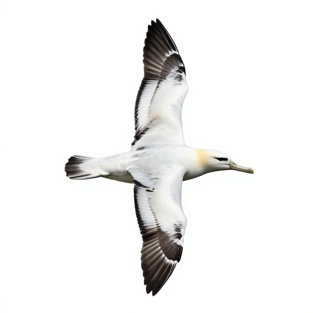 Royal albatross gliding isolated on a white background