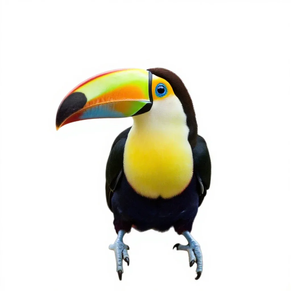 Toucan with an oversized bill isolated on a white background