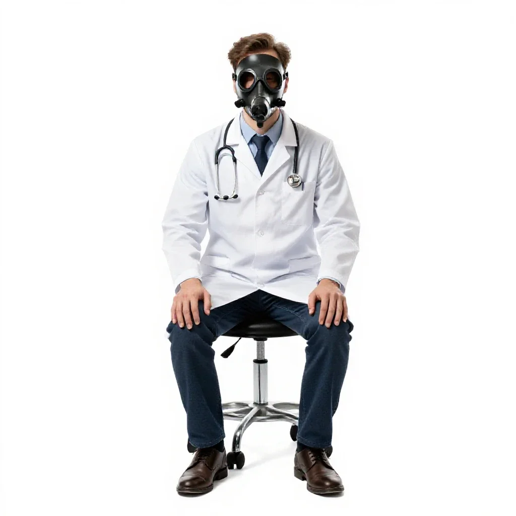 Plague doctor with a beaked mask isolated on a white background
