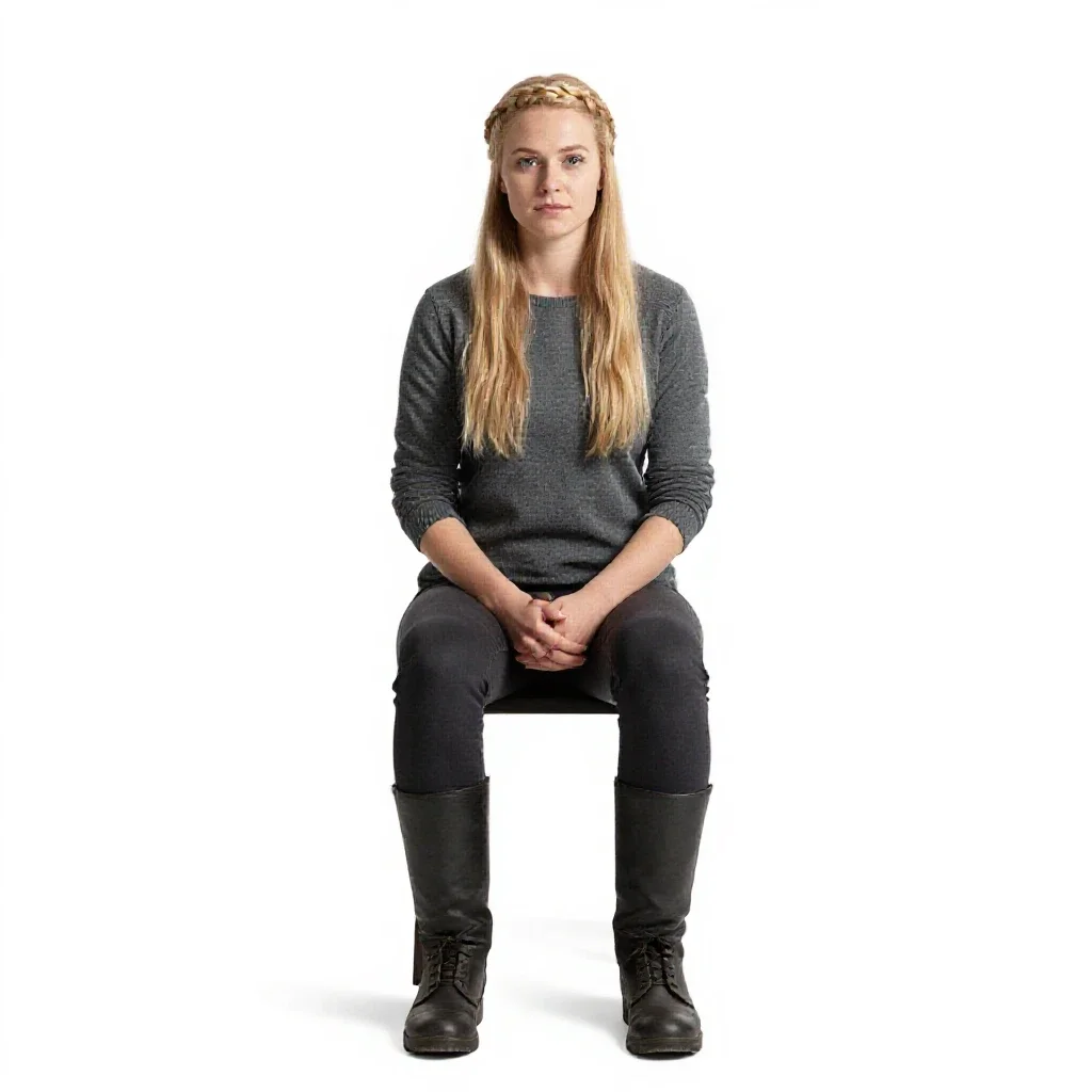 Shieldmaiden with a braided crown isolated on a white background