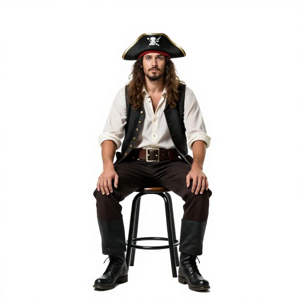 Sky pirate captain isolated on a white background