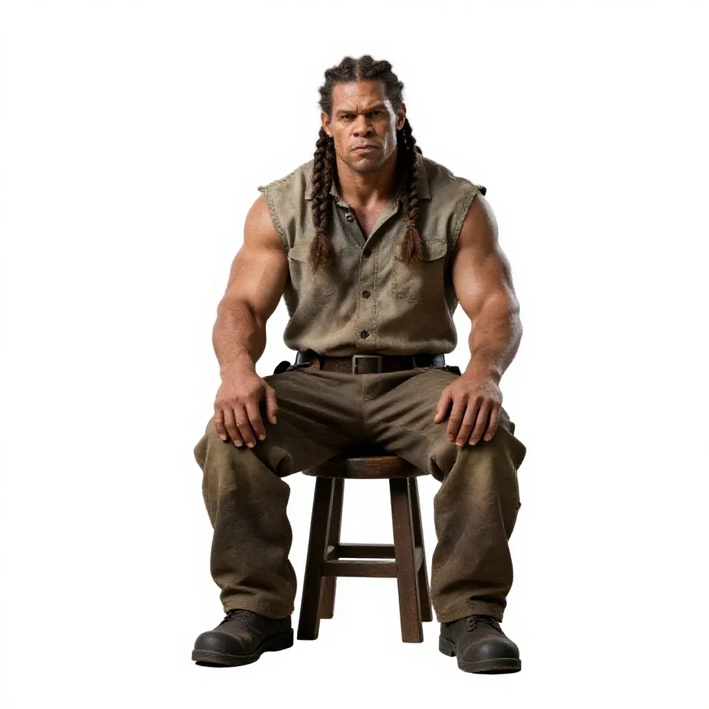 Orc chieftain with braided hair isolated on a white background