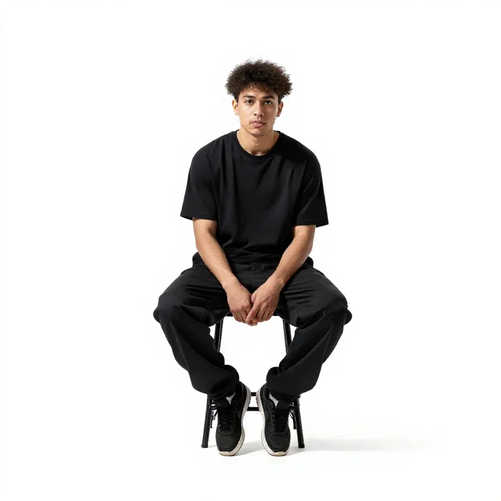 Breakdancer freezing a pose isolated on a white background