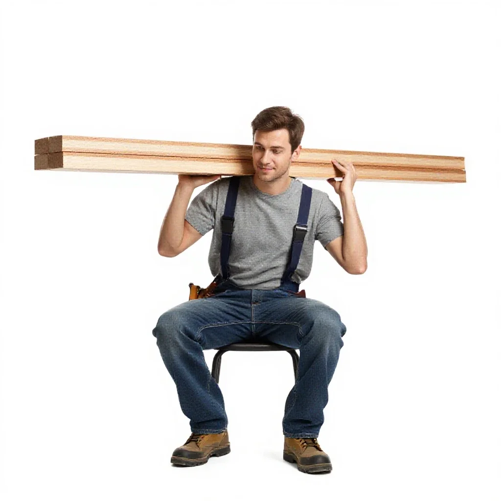 Carpenter shouldering timber isolated on a white background
