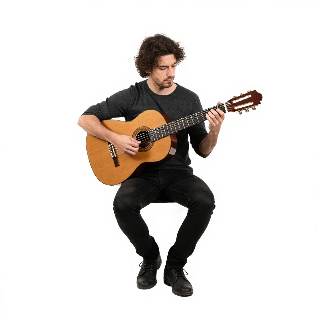 Flamenco guitarist isolated on a white background