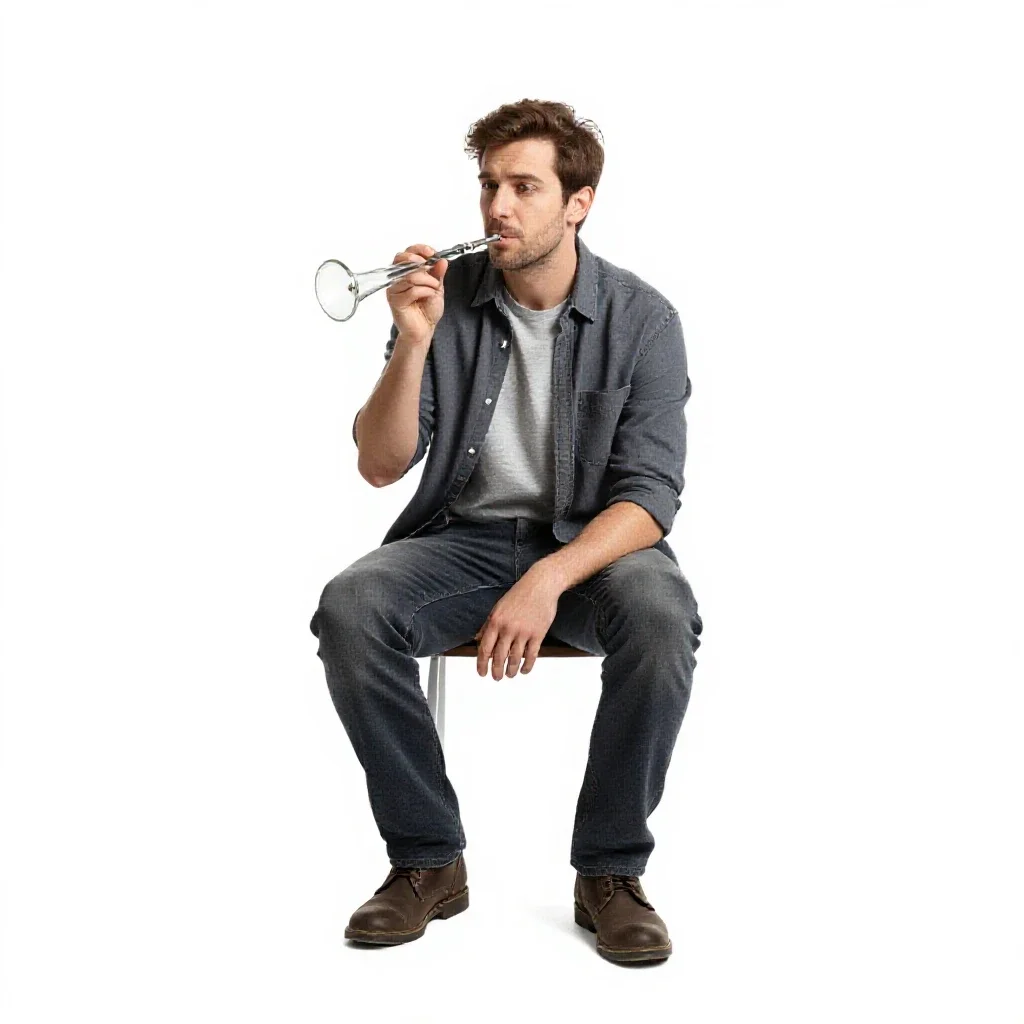 Glassblower with a blowpipe isolated on a white background