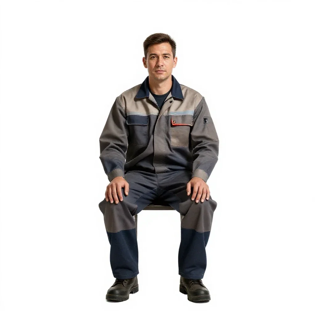 Lighthouse keeper in oilskins isolated on a white background