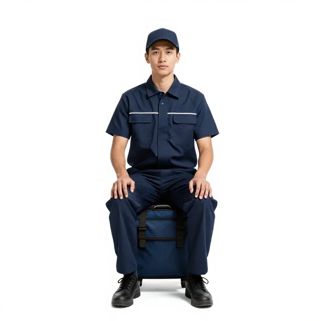 Postal courier with a satchel isolated on a white background