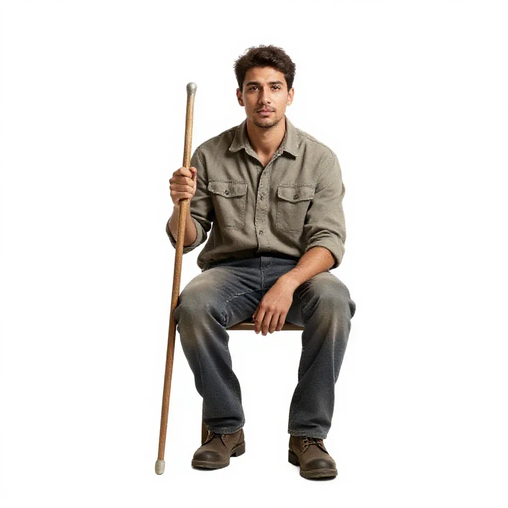 Shepherd with a crook isolated on a white background