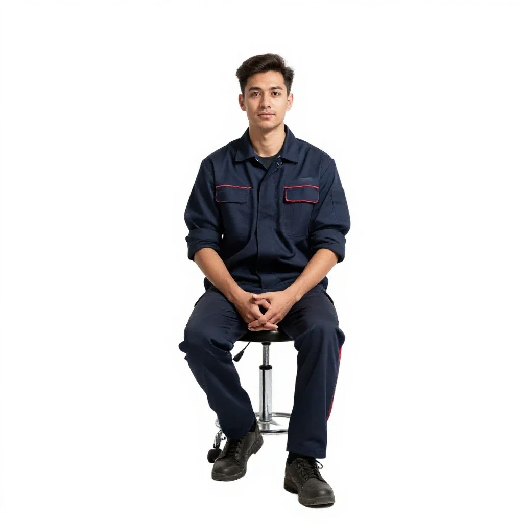 Stage lighting technician isolated on a white background