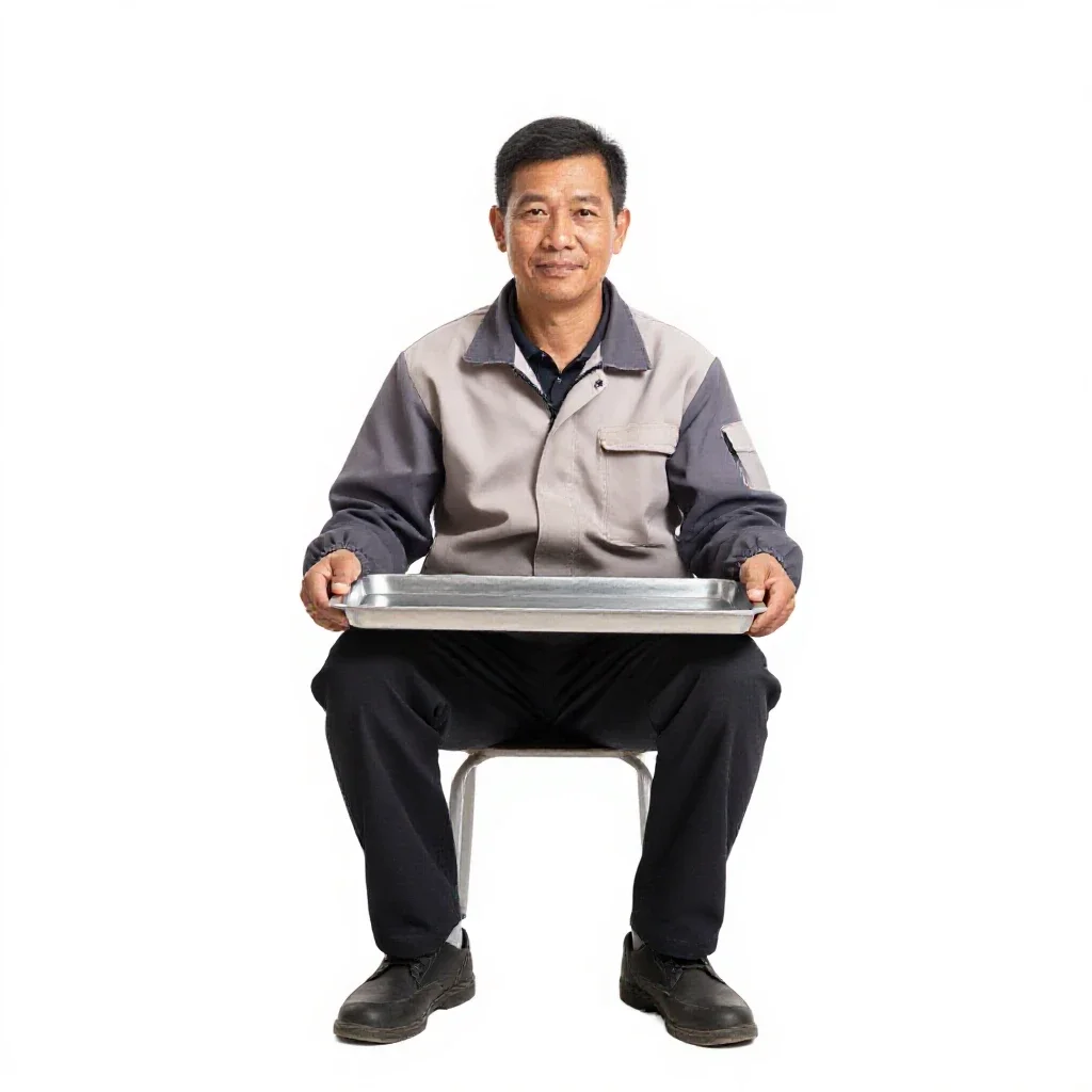 Street food vendor with a tray isolated on a white background