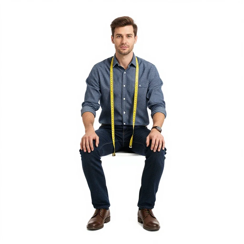 Tailor with a tape measure isolated on a white background