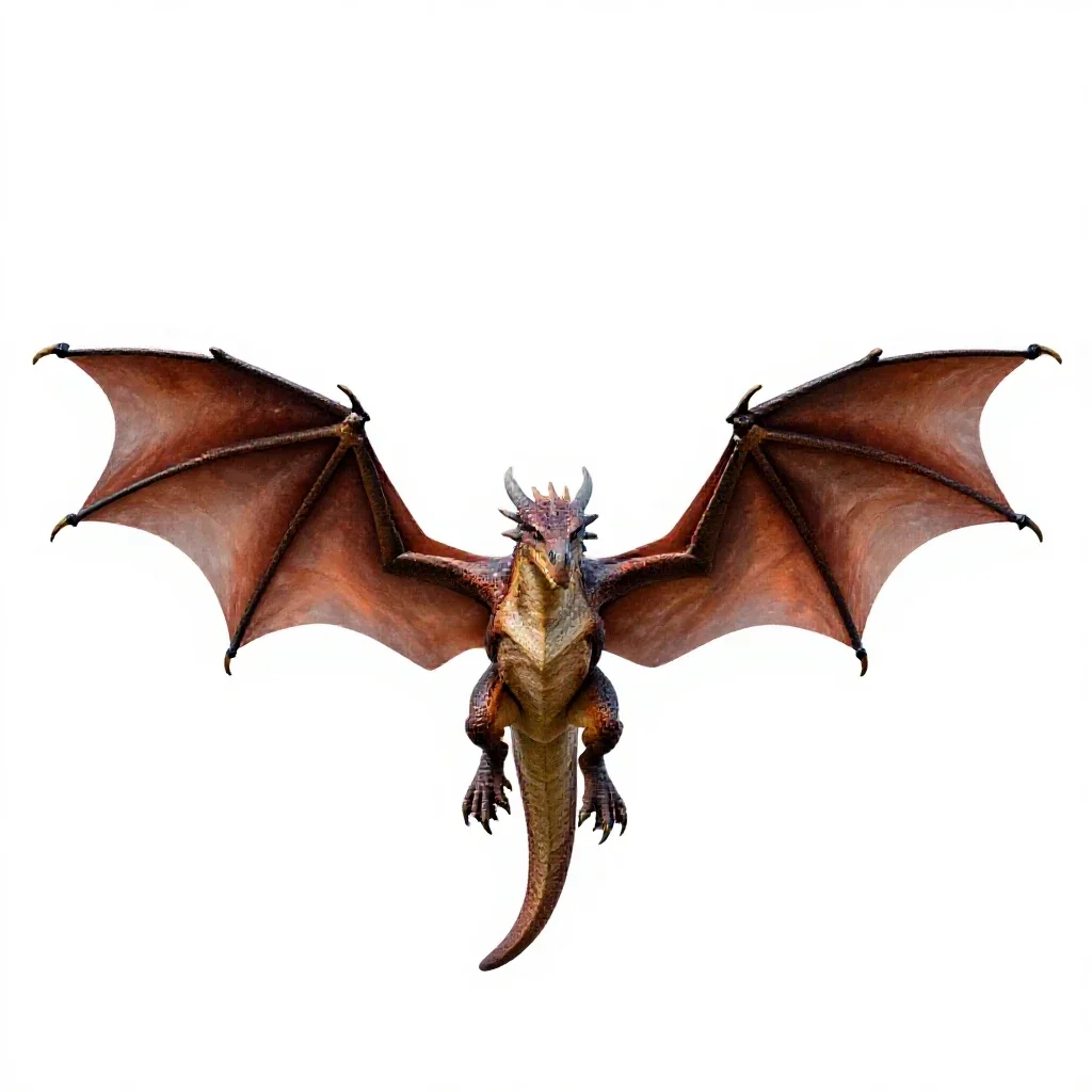 Dragon with folded wings isolated on a white background