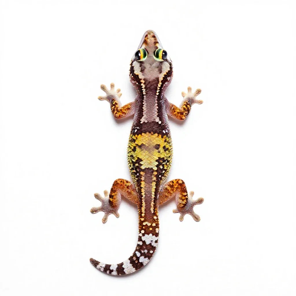 Gecko on glass isolated on a white background