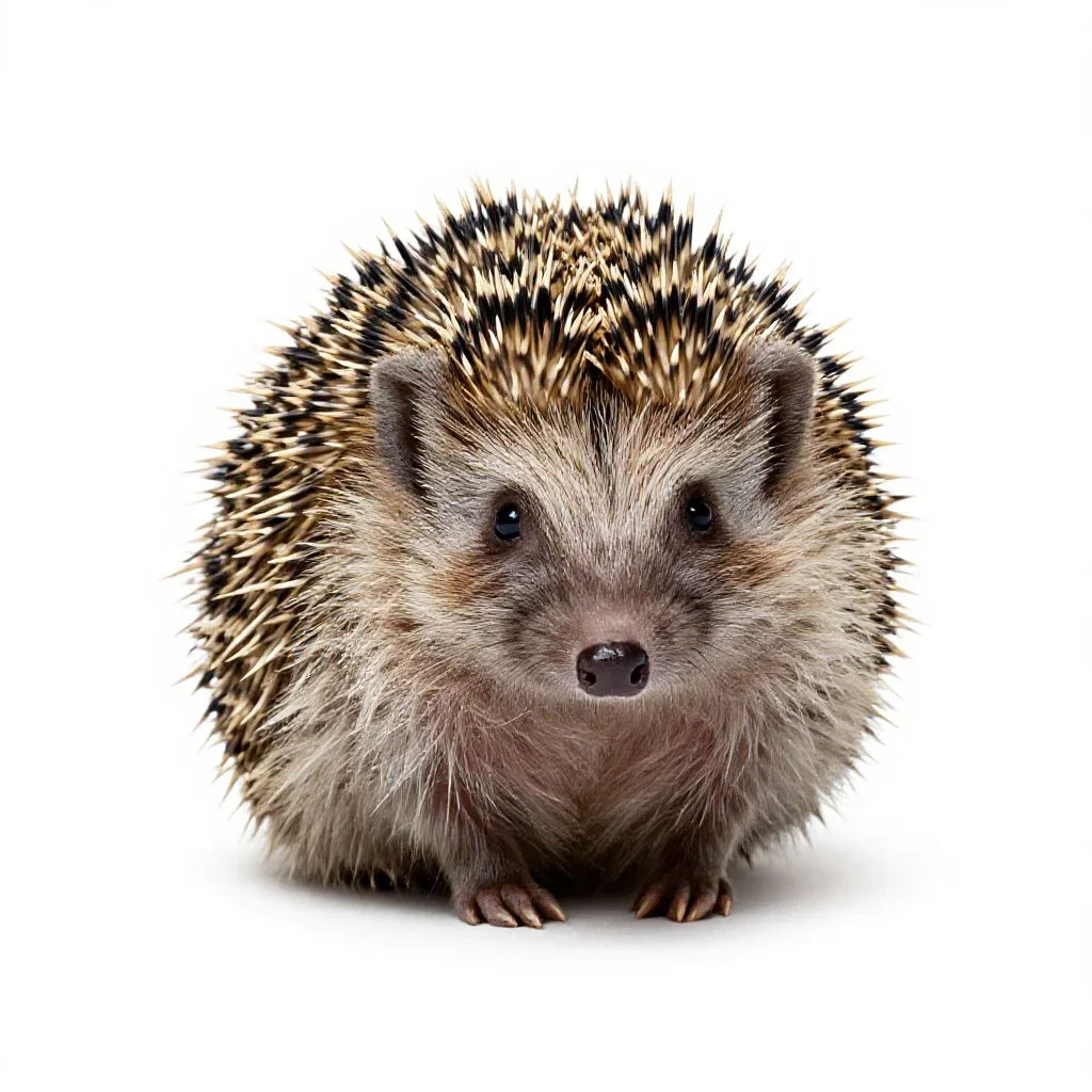 Hedgehog curled up isolated on a white background