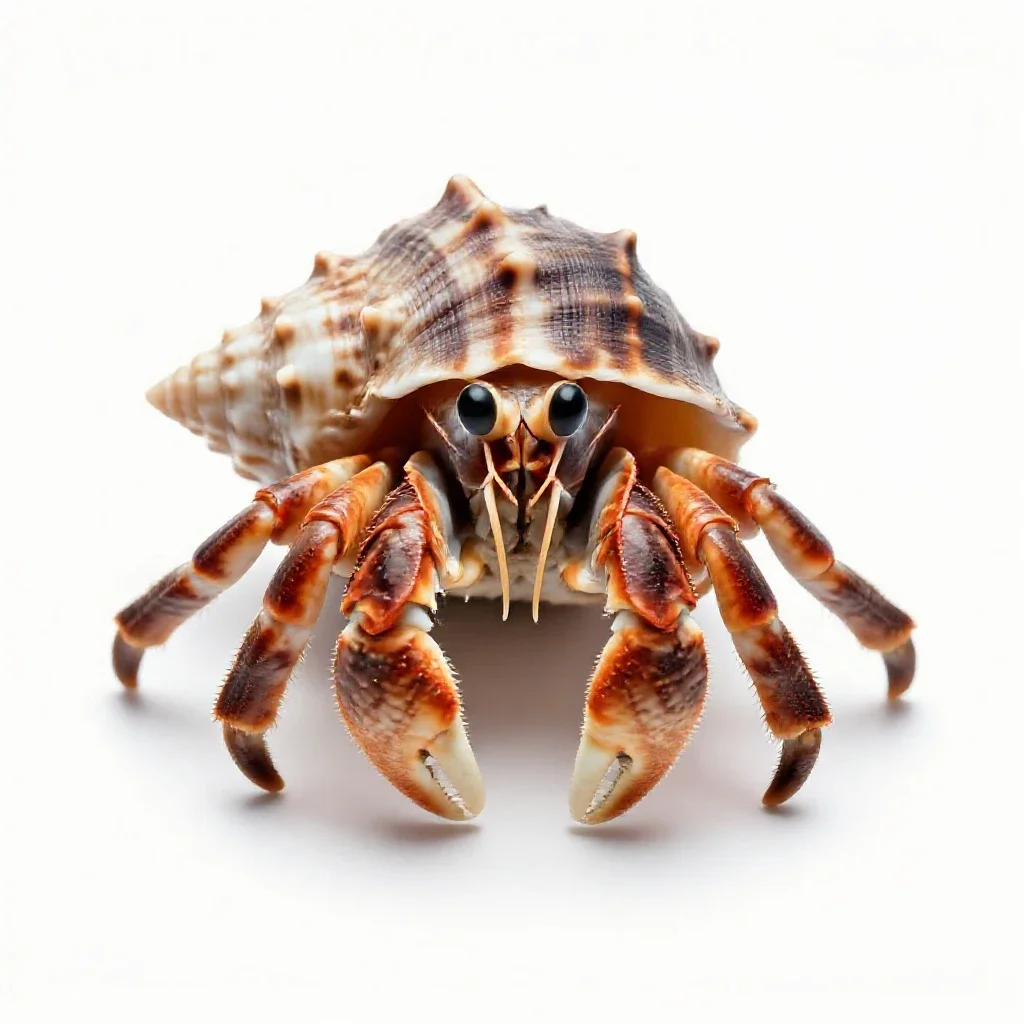Hermit crab in a shell isolated on a white background