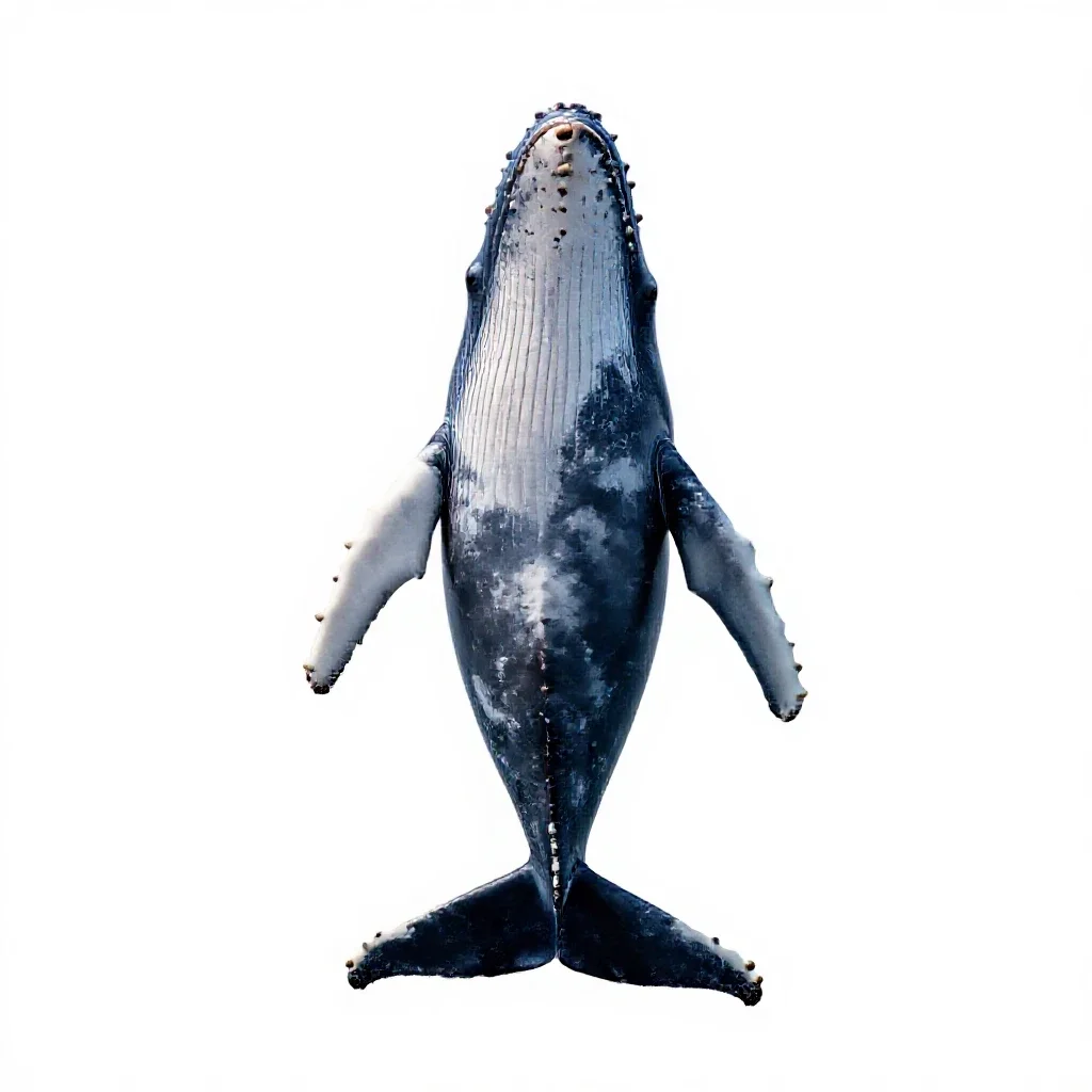 Humpback whale breaching isolated on a white background