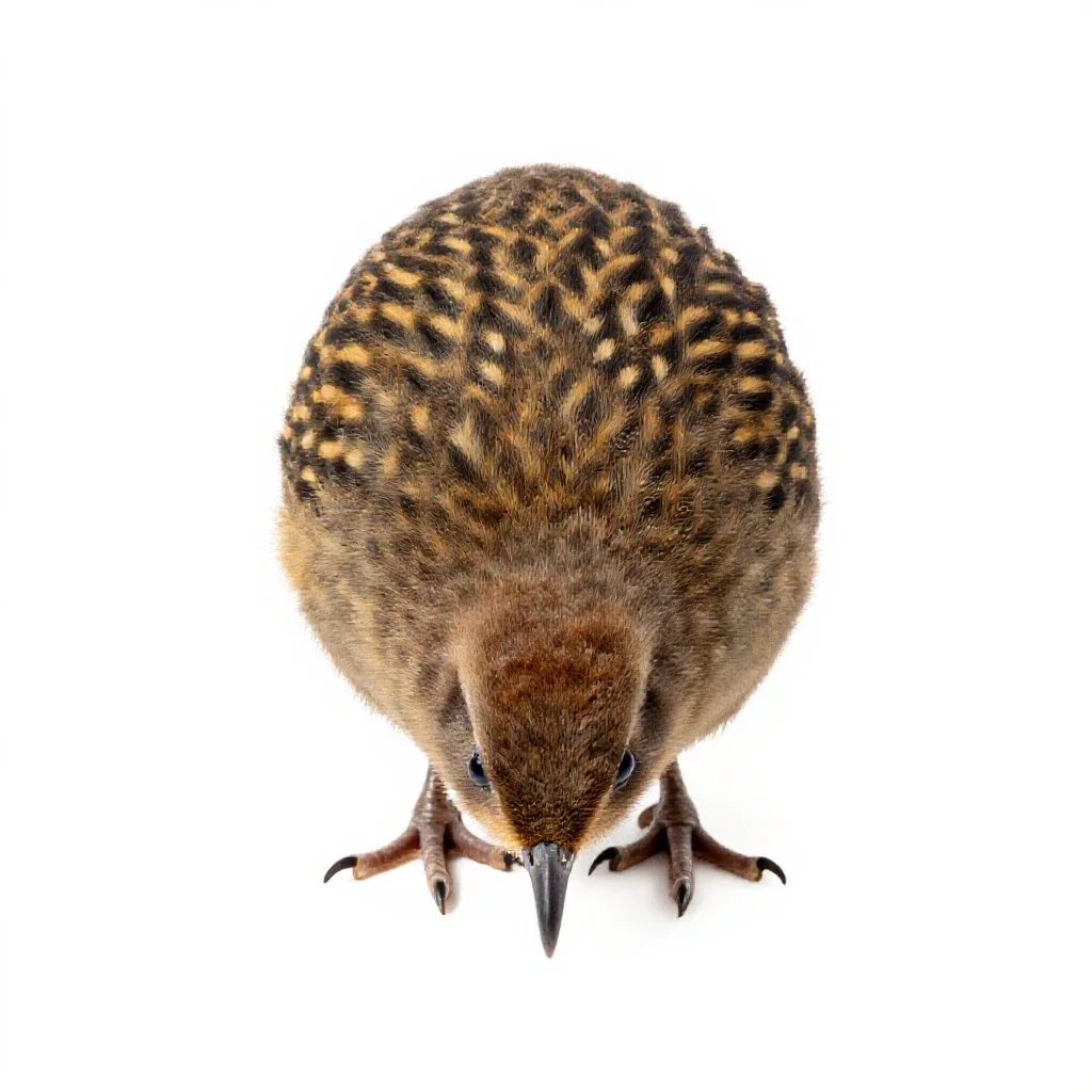 Kiwi bird foraging isolated on a white background