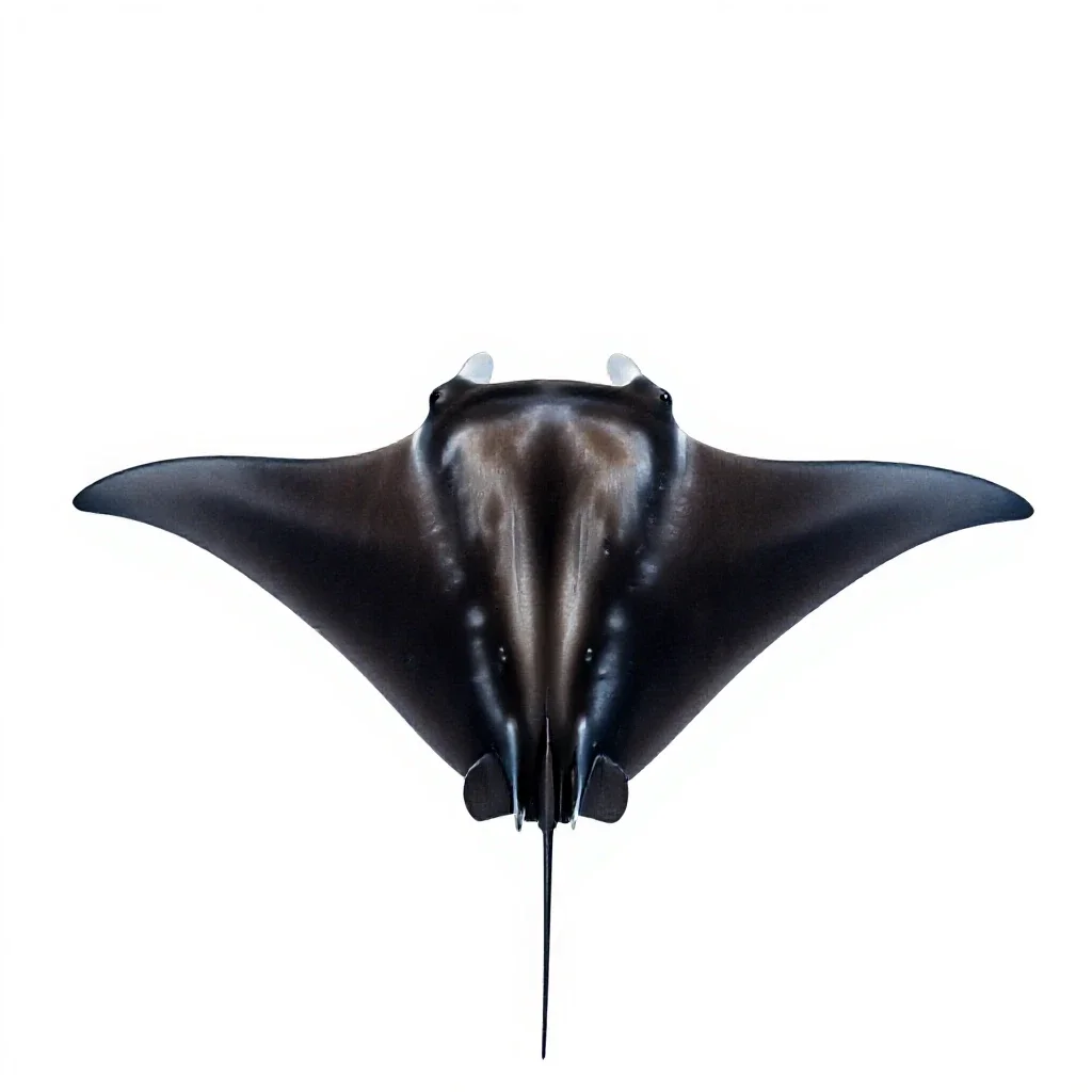 Manta ray gliding isolated on a white background