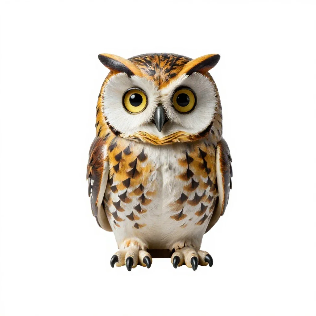 Mechanical owl automaton isolated on a white background