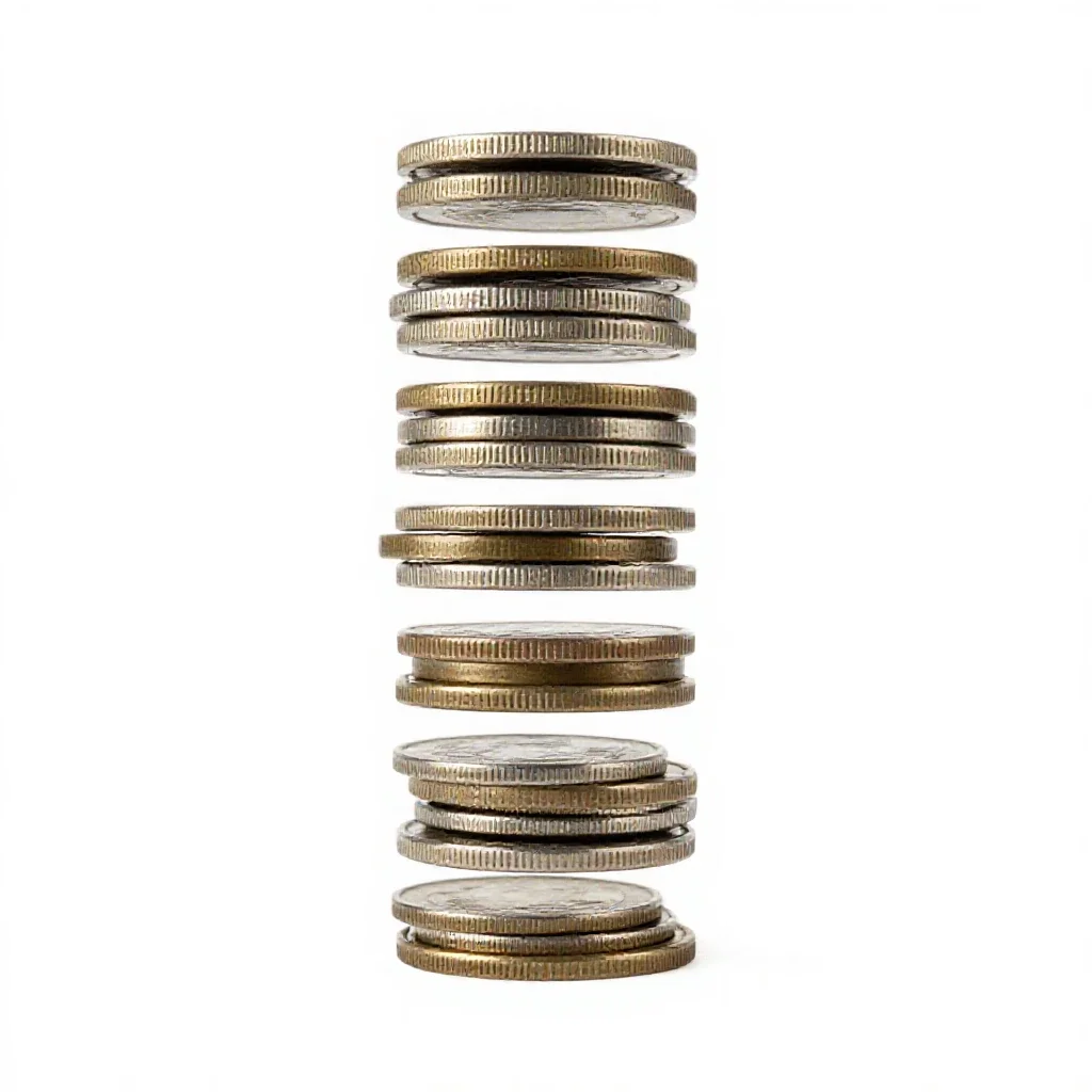 Coin hoard isolated on a white background
