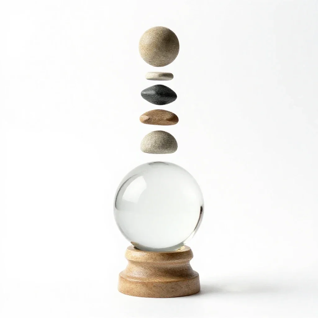 Crystal ball on a stand isolated on a white background